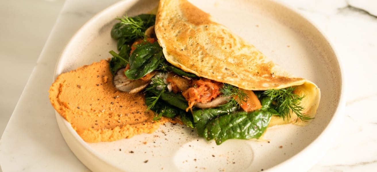 Picture of a delicious omelette with garnish